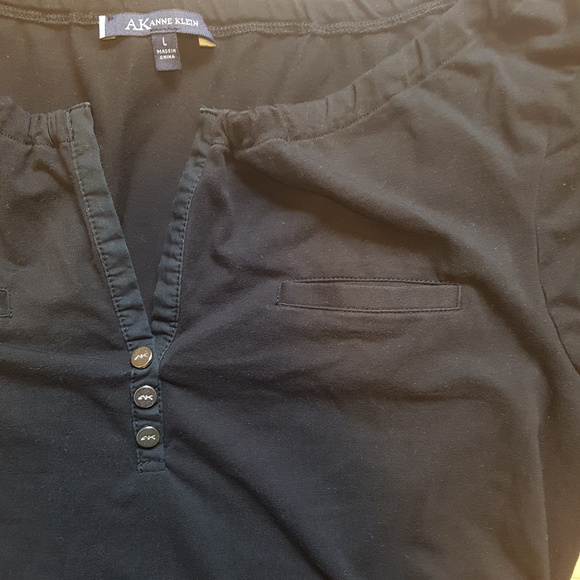 Anne Klein Black Cuffed Half Sleeve Top Size L - Picture 4 of 5
